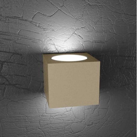 Lampada da parete Cubo Sabbia Top Light Plate 1129/AG-SA, Struttura in metallo, 2 GX53, Luce indiretta, BI-emissione, Moderna