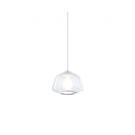Sospensione Top Light Double Skin 1176BI/S1ALPHATR con vetro soffiato trasparente e bianco, 1 E27, Base bianca, Moderna