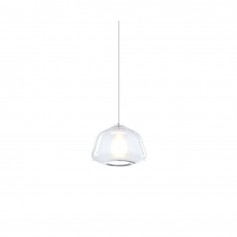 Sospensione Top Light Double Skin 1176BI/S1ALPHATR con vetro soffiato trasparente e bianco, 1 E27, Base bianca, Moderna