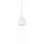Sospensione Top Light Kona 1177BI/S1TR con vetro soffiato trasparente, 1 E27, Base bianca, Moderna e luminosa