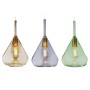 Sospensione Top Light Kona 1177OS/S3R-MC composta da 3 pendenti con vetri soffiati colorati, 3 E27, Base lunga ottone satinato