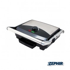 Bistecchiera elettrica con piastre antiaderenti e termostato regolabile Zephir ZHC655, 2000W, Maniglia e struttura in acciaio