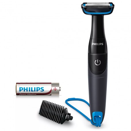 Philips BG1024/16 Bodygroom Rasoio per corpo impermeabile, Batteria AA Inclusa, Cordino doccia, Impugnatura ergonomica