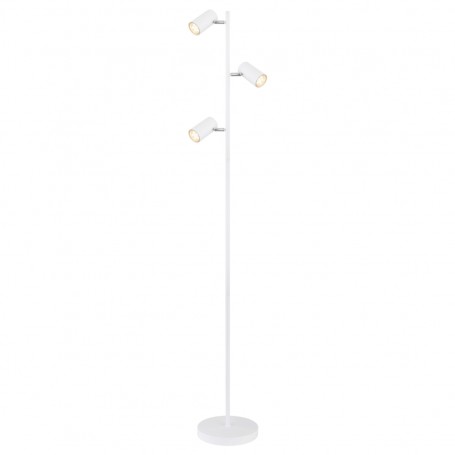 Piantana Globo Lighting Robby 57910SW con 3 Spot Orientabili GU10, Bianca, Base e struttura in metallo, Interruttore a pedale