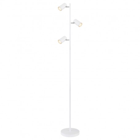 Piantana Globo Lighting Robby 57910SW con 3 Spot Orientabili GU10, Bianca, Base e struttura in metallo, Interruttore a pedale